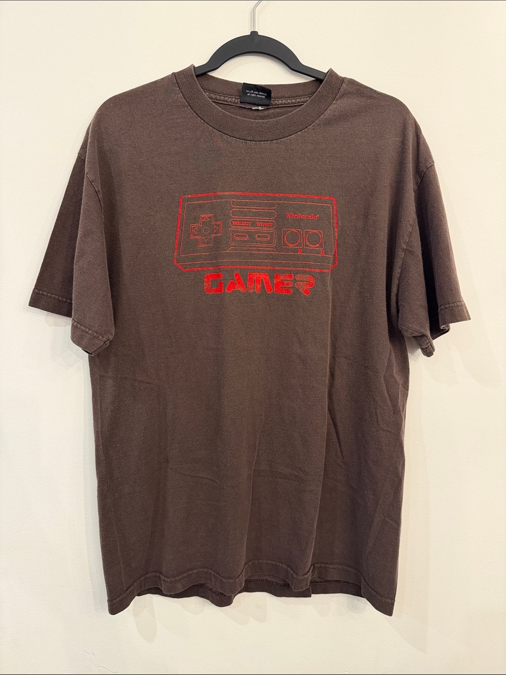Nintendo Brown Short Sleeve Tee with Red Gamer Console Graphic